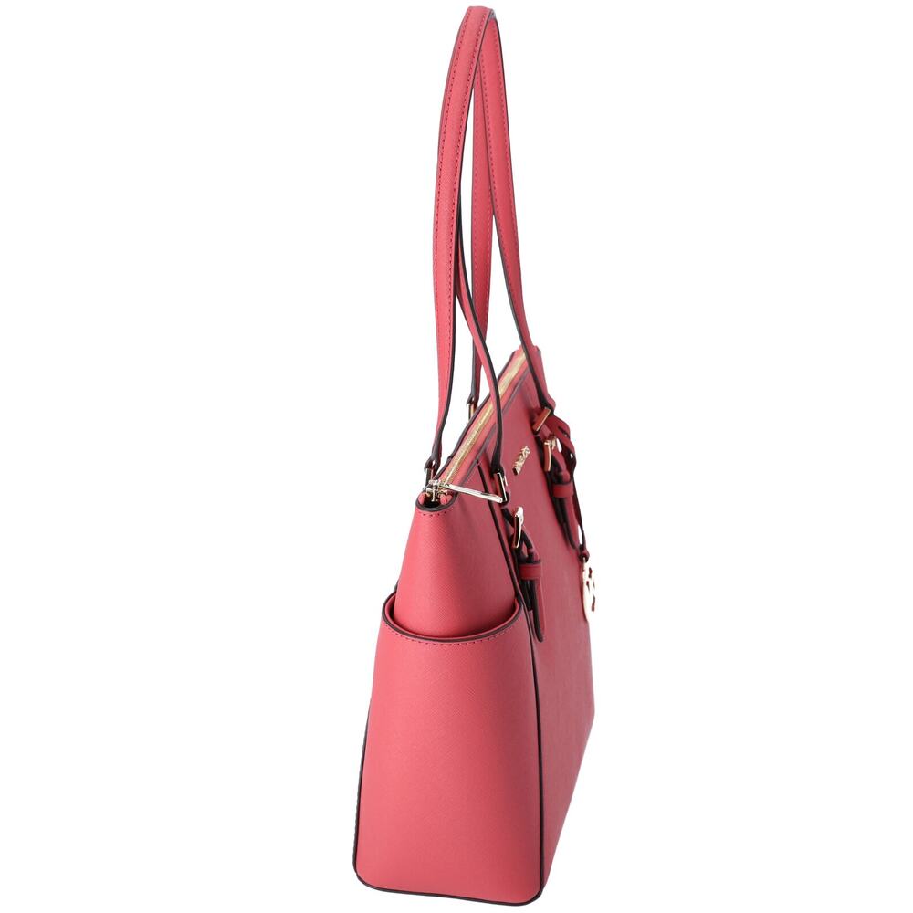 Michael Kors Charlotte Large Top Zip Leather Tote Light Berry Sorbet Pink - Picture 2 of 4